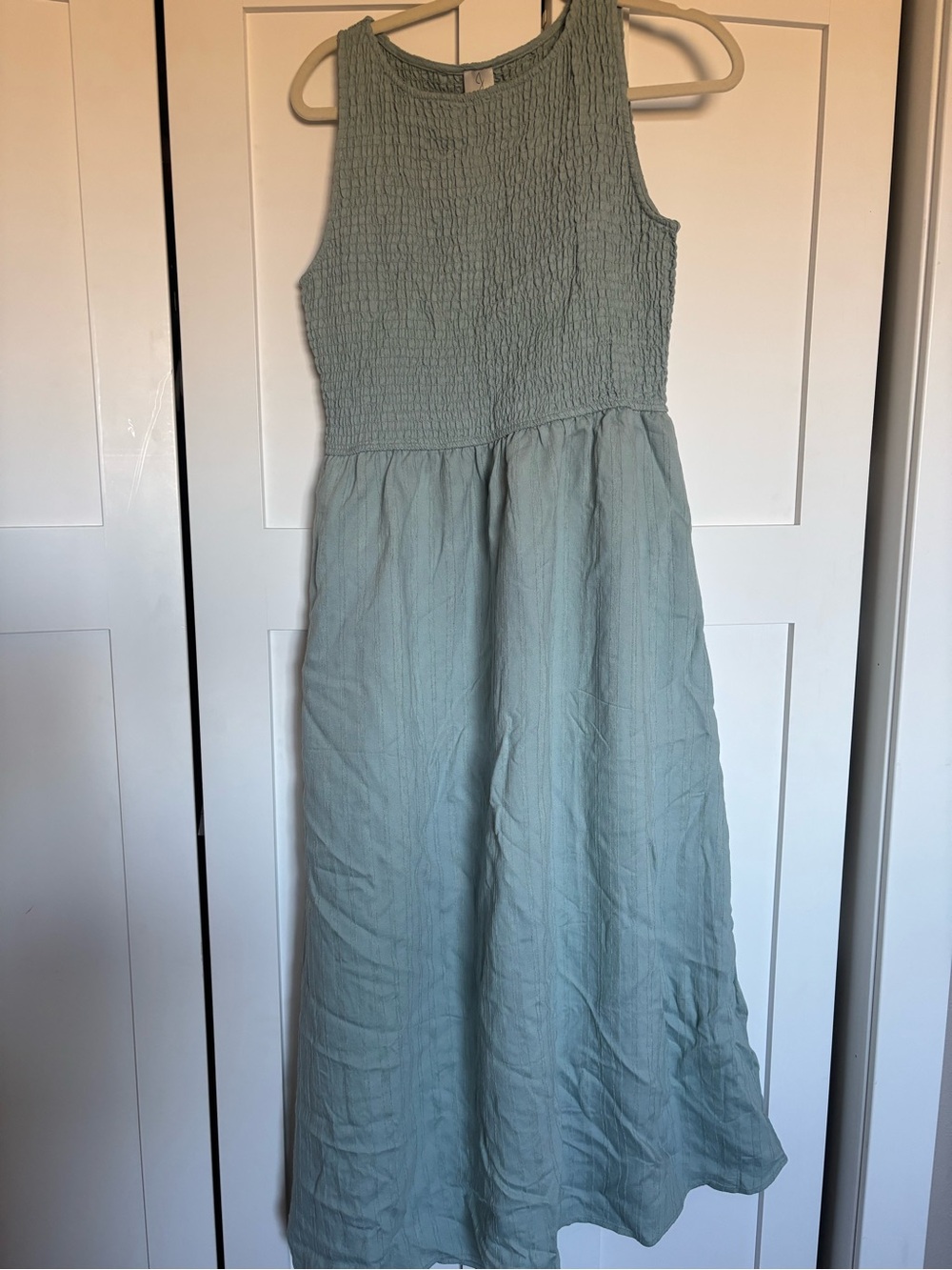 Joie Sage Green Smocked Sleeveless Dress